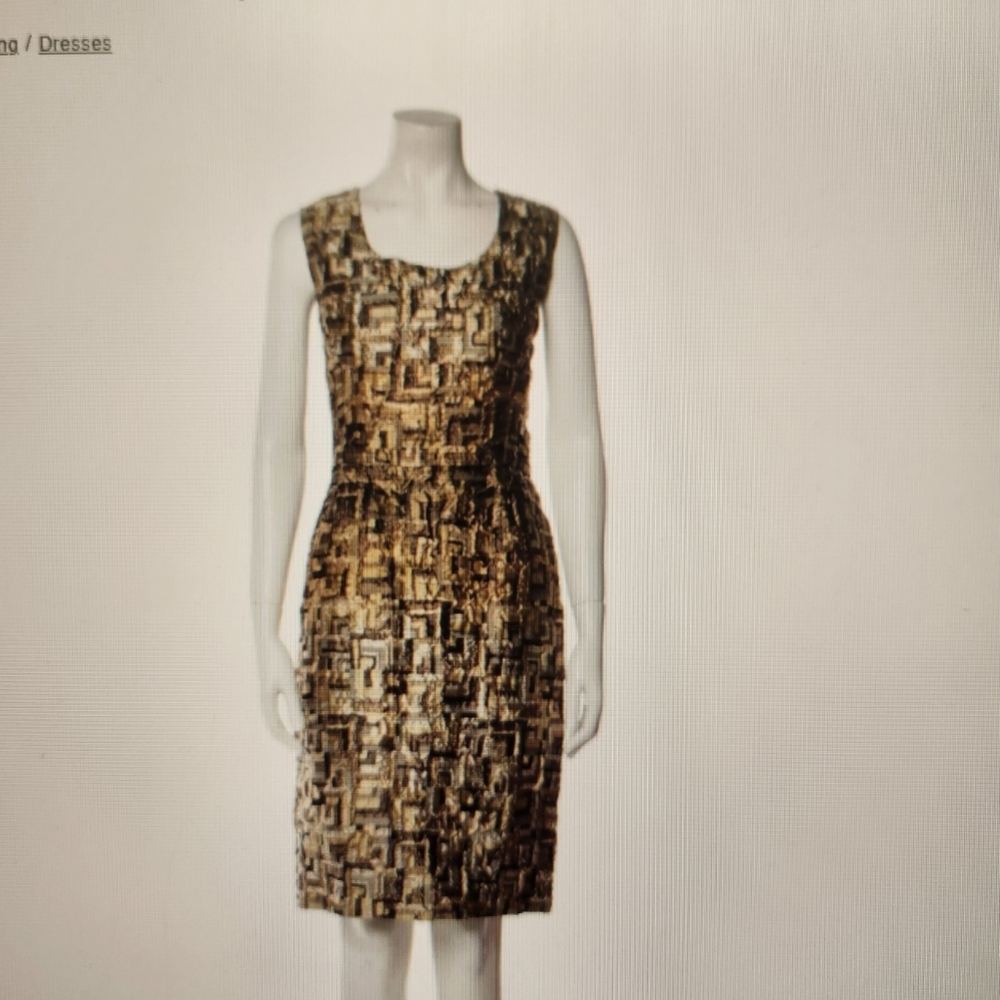 Oscar de la Renta Gold and Black Patterned Mini Dress